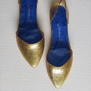 Jeffrey Campbell gold glitter jelly flats
